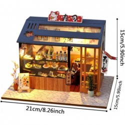 DIY LED Lights Miniature Dollhouse Kit Street Shop Doll House Model Wooden Furniture for Valentine's Day Creative Gifts (Sush...