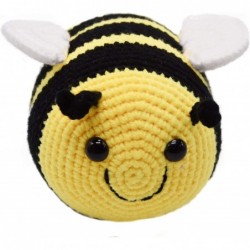 Handmade Crochet Fuzzy Bumblebee Stuffed Animal with Smile Face and White Wings Cuddly Knit Soft Yarn Plush Bee Toy Pretty Sw...