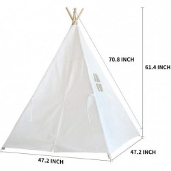 Teepee Tent for Kids with Carry Case Natural Canvas Teepee Play Tent Toys for Girls/Boys Indoor & Outdoor Playing (White Teep...