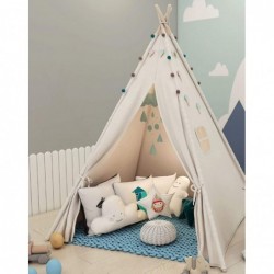 Teepee Tent for Kids with Carry Case Natural Canvas Teepee Play Tent Toys for Girls/Boys Indoor & Outdoor Playing (White Teep...