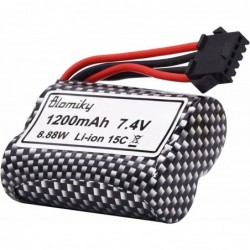 2 Pack 7.4V 1200mAh Li-ion Rechargeable Battery with SM5P Plug and Charger Cable for R208 R308 2008 RC Boat R208 Battery 2 $3...