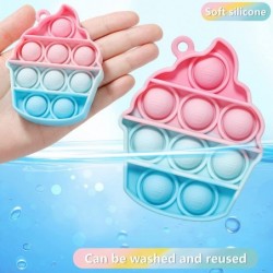 Push Pop Bubbles Fidget Sensory Toy Keychains 2 Pack Mini Ice Cream Bubble Popper Stress Reliever Silicone Relax Toys Keychai...