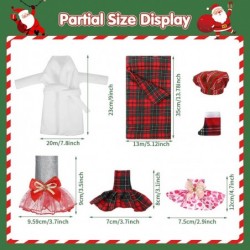 24 Pcs Christmas Elf Accessories Include Skirts White Bathrobe Plaid Sleeping Bag Fluffy Vest Scarf Stockings Eye Mask Glasse...