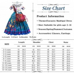 Encanto Dress Costume for Girls Mirabel Dress Up for Kids Toddler Isabella Halloween Costume Outfits Cosplay $47.75 Kids' Cos...