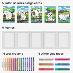 Coloring Kit 5 Safari Jigsaw Puzzles 16 Crayons 6 Tubes of Glitter Glue 5 Frames DIY and Screen-Free Kids’ Activities Craft a...