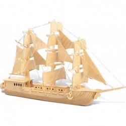 3D Puzzle European Sailing Boat Wood Craft Construction Model Kit Educational DIY Wooden Toy Assemble Model Unfinished Crafti...