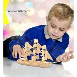 3D Puzzle European Sailing Boat Wood Craft Construction Model Kit Educational DIY Wooden Toy Assemble Model Unfinished Crafti...