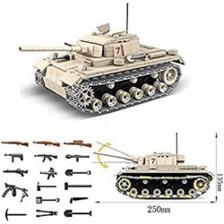 Army Toys - World War 2 Tank Building Kit - World War 2 German Army Panzer III Battle Tank - Military Model Brick Building To...