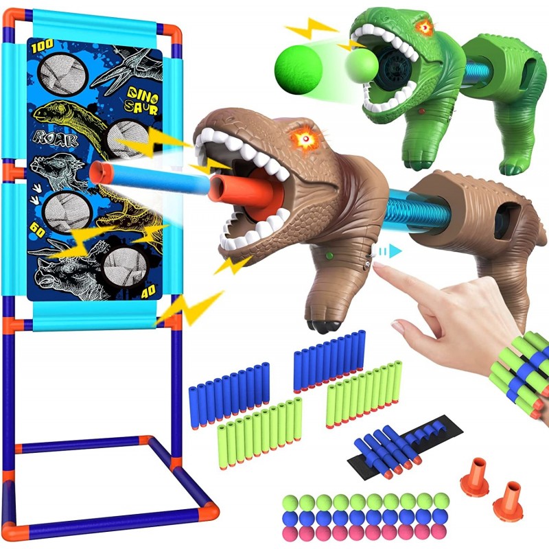 Dinosaur Shooting Game Toys Dinosaur Toys with Target & 70 Foam Balls for 6 7 8 9 10+ Year Old Boys Girls Indoor Outdoor Game...