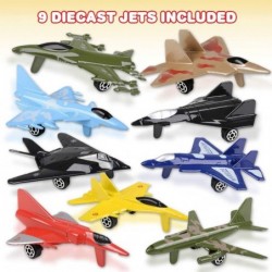 Diecast Jet Toy Playset Set of 9 Fighter Jet Toys in Assorted Colors and Designs Great Birthday Party Favors Goodie Bag Fille...