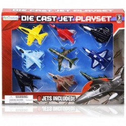 Diecast Jet Toy Playset Set of 9 Fighter Jet Toys in Assorted Colors and Designs Great Birthday Party Favors Goodie Bag Fille...