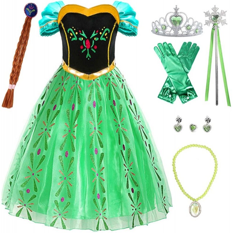 Princess Costumes Dress Up for Little Girls with Wig Crown Mace Gloves Accessories Age of 3-12 Years $44.44 Kids' Costumes