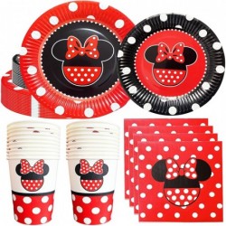 Red Minnie Birthday Party Supplies Minnie Birthday Decorations Include 40pcs Plates 20pcs Napkins and 20pcs Cups for Girls Mi...