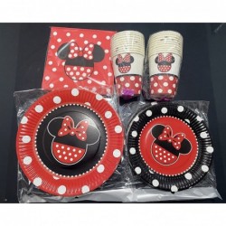 Red Minnie Birthday Party Supplies Minnie Birthday Decorations Include 40pcs Plates 20pcs Napkins and 20pcs Cups for Girls Mi...