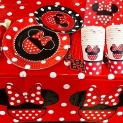 Red Minnie Birthday Party Supplies Minnie Birthday Decorations Include 40pcs Plates 20pcs Napkins and 20pcs Cups for Girls Mi...