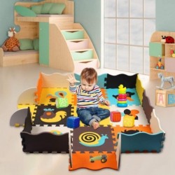 Baby Play Mat with Fence 0.39 inch Thick Interlocking Foam Floor Tiles Kids Puzzle Mat Baby Crawling Mat $48.45 Puzzle Play Mats