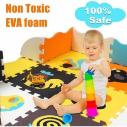 Baby Play Mat with Fence 0.39 inch Thick Interlocking Foam Floor Tiles Kids Puzzle Mat Baby Crawling Mat $48.45 Puzzle Play Mats