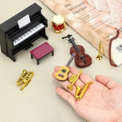 Dollhouse Miniature Musical Instrument Set in 1:12 Scale Mini Dollhouse Musical Instrument Model Includes Violin Piano Trumpe...