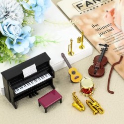 Dollhouse Miniature Musical Instrument Set in 1:12 Scale Mini Dollhouse Musical Instrument Model Includes Violin Piano Trumpe...