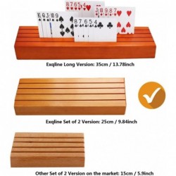 Wood Playing Card Holders Tray Racks Organizer Set of 2 for Kids Seniors Adults - 9.84In 3.1Inch Latest Version Portable Enou...