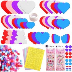 24 Pcs Valentines Crafts for Kids Valentines Day Foam Hearts Arts and Crafts Kit for Kids DIY Craft Supplies School Classroom...