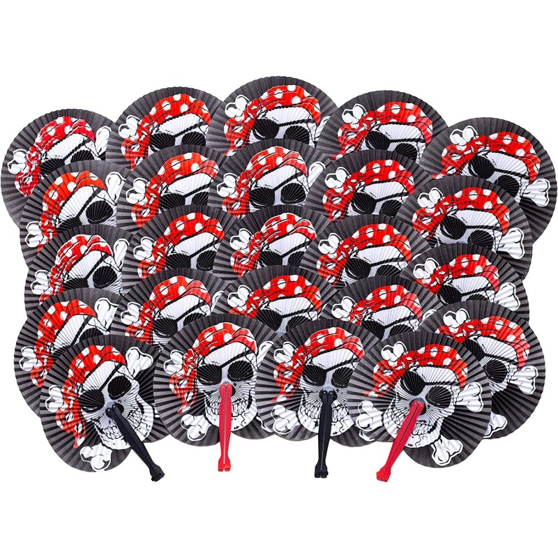 Pirate Party Supplies - 24 Folding Paper Pirate Fans - Great Addition To Pirate Party Favors & Pirate Birthday Party Supplies...