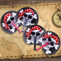 Pirate Party Supplies - 24 Folding Paper Pirate Fans - Great Addition To Pirate Party Favors & Pirate Birthday Party Supplies...