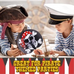 Pirate Party Supplies - 24 Folding Paper Pirate Fans - Great Addition To Pirate Party Favors & Pirate Birthday Party Supplies...