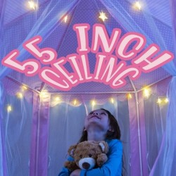 Castle Princess Tents for Little Girls with Lights Soft Fairy Star Lighting for Indoor and Outdoor Play Quick 55” x 53” Pop U...