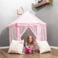 Castle Princess Tents for Little Girls with Lights Soft Fairy Star Lighting for Indoor and Outdoor Play Quick 55” x 53” Pop U...