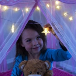 Castle Princess Tents for Little Girls with Lights Soft Fairy Star Lighting for Indoor and Outdoor Play Quick 55” x 53” Pop U...