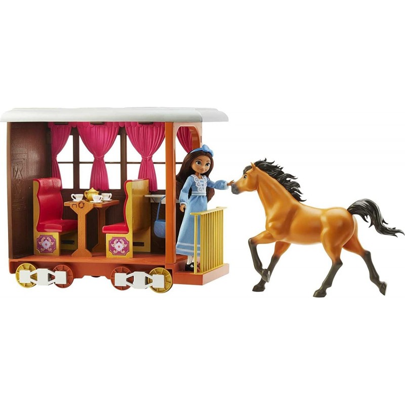 Lucky’s Train Home Playset Train with Rolling Wheels Balcony Dining Accessories Lucky Doll (7-in) Spirit (Approx.8-in) & More...