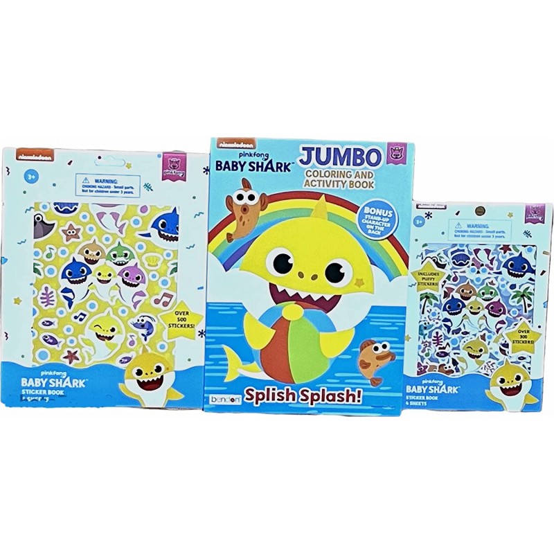 Pinkfong Baby Shark Nickelodeon 40 Page Jumbo Coloring Activity Book Over 800 Stickers for Kids and Toddlers 3 PC Bundle $20....