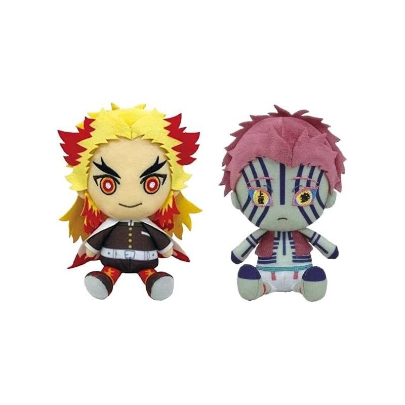 Bandai Demon Slayer Kimetsu no Yaiba Chibi Plush - Akaza ＆ Rengoku Kyojuro with a Thank You Sticker $66.44 Plush Figure Toys