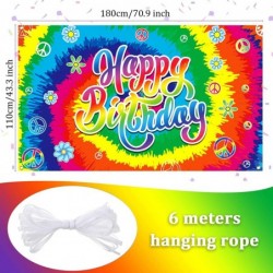 Tie Dye Birthday Banner 60's Theme Happy Birthday Backdrop?Hippie Birthday Party Decorations Groovy Sign Rainbow Birthday Bac...