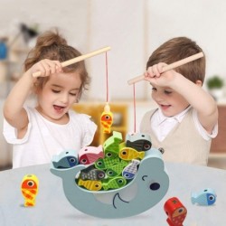 Wooden Magnetic Colorful Balancing Stacking Building Fishing Blocks Toy with Storage Box for Kids 3 Years and Up $21.51 Early...