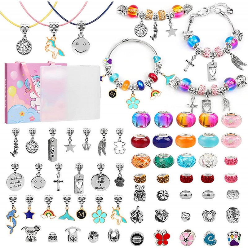 66 Pieces Charm Bracelet Making Kit Jewelry Beads Bracelet DIY Craft for Girls Jewelry Set for Arts and Crafts for Kids Ages ...