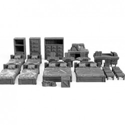 Tavern Bedroom Furniture Set DND Terrain 28mm for Dungeons and Dragons D&D Pathfinder Warhammer 40k RPG Miniatures Age of Sig...