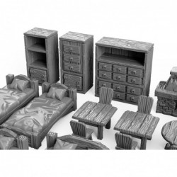 Tavern Bedroom Furniture Set DND Terrain 28mm for Dungeons and Dragons D&D Pathfinder Warhammer 40k RPG Miniatures Age of Sig...