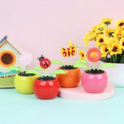 4 Solar Dancing Sunflower Toy Solar Powered Dancing Ladybug in Colorful Pots Swinging Butterfly Flip Flap Animated Bobblehead...