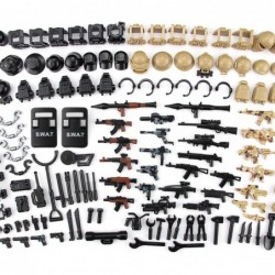 Modern Military Weapons Pack SWAT Police Multiple Combinations Toy Set for Soldier Figures Model Army Equipment Gear Pieces B...