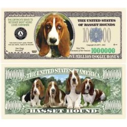 Set of 10 - Basset Hound Million Dollar Bill $17.98 Gags & Practical Joke Toys