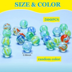 500 Pieces Color Mixing Glass Marbles 0.56 Inch Cat Eyes Marbles Solid Glass Colorful Marbles Round DIY Marble Bulk for Kids ...