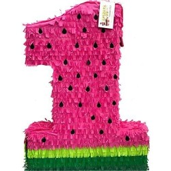 APINATA4U Number One Pinata Watermelon Theme Hot Pink Color Watermelon Themed Birthday $65.13 Piñatas