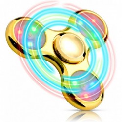 Solid Metal LED Light Up Fidget Spinner - Reusable Party Favor with Plentiful Light Shows - Noise Free Hand Sensory Toy with ...