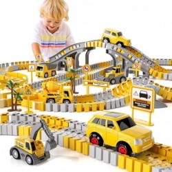 236 PCS Construction Toys Race Tracks for Boys Kids Toys 6 PCS Construction Car and Flexible Track Playset Create A Engineeri...