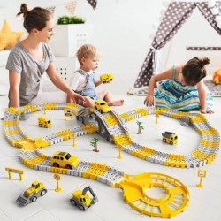 236 PCS Construction Toys Race Tracks for Boys Kids Toys 6 PCS Construction Car and Flexible Track Playset Create A Engineeri...