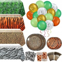 169 Pieces Jungle Safari Zoo Animal Print Birthday Party Supplies Including Party Paper Plates Leopard Giraffe Cups Napkins J...