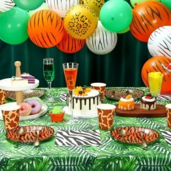 169 Pieces Jungle Safari Zoo Animal Print Birthday Party Supplies Including Party Paper Plates Leopard Giraffe Cups Napkins J...