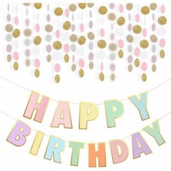 Happy Birthday Banner and Decorations-Girls Toddler Birthday Decorations-Happy Birthday Banner and Dot Garland Pastel Colors ...